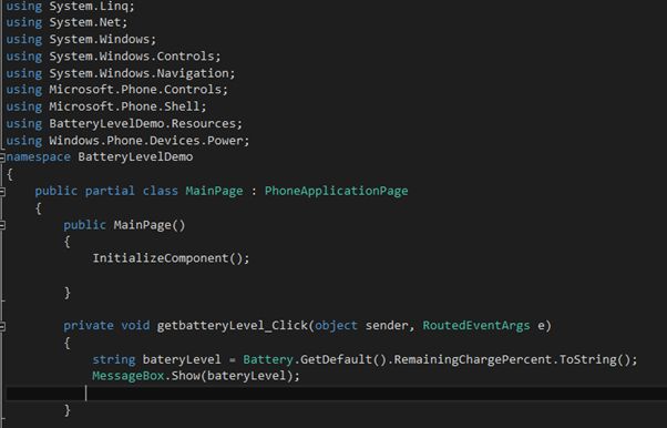 retrieve battery level